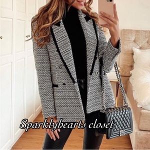 Zara Black and White Tweed Jacket